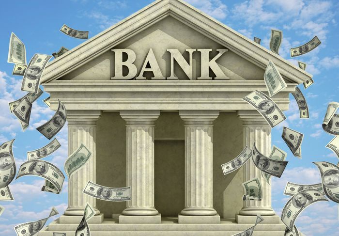 Image of a bank with money